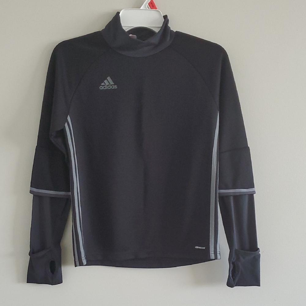 Adidas Black and Gray Sport Activewear Layered Jersey Sz S Gorpcore Gym Running